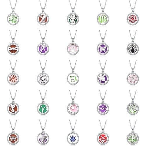 Tree Of Life Aroma Box Necklace Magnetic Stainless Steel Aromatherapy Essential Oil Diffuser Perfume Box Locket Pendant Jewelry