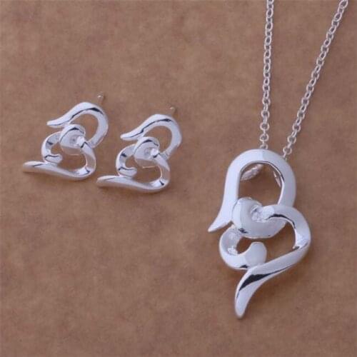 AS336 Hot Sale Silver Plated Color Jewelry Sets For Women Wholesale High Quality Classic Earring 455 + Necklace 151