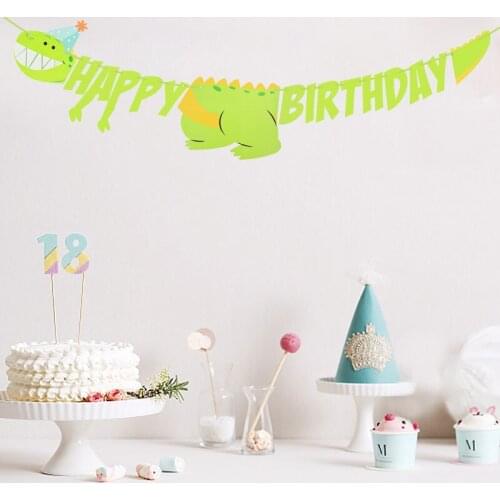 1set Baby Shower DIY Dinosaur Theme Birthday Party Banner Happy Birthday Letter Pull Flag Decoration Supplies Children Gifts
