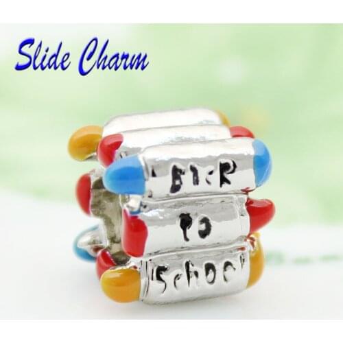 Free shipping European Retro charm bead shape crayon fit Pandora bracelet beads for jewelry making