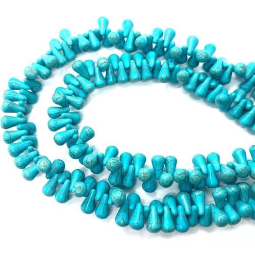 Turquoise Horizontal Hole Drop Shaped Beaded Blue Turquoise Loose Beads DIY Jewelry Necklace Bracelet Accessories Party Jewelry