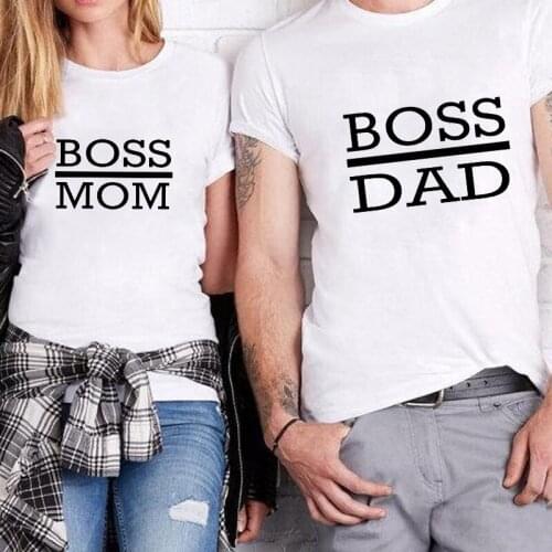 MOM DAD Letter Printed T Shirt Couple Tshirt Men Women White T-shirt Family Tshirt Streetwear