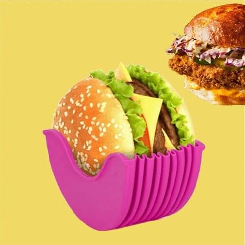 Burger Partner Kitchenware Silicone Retractable Adjustable Hamburger Box Sandwich Holder Food Snack Container Kitchen Accessorie