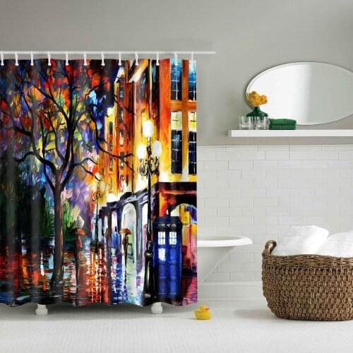 Oil Painting Geometric 180x180cm Shower Curtains Waterproof Polyester Bathroom Curtain with Hooks Shower Shower Curtains