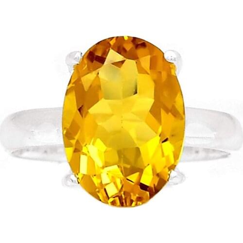Genuine HONEY QUARTZ Ring 925 Sterling Silver, USA Size : 8.5, AR4300