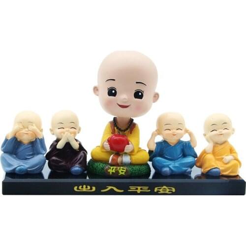 Creative car ornaments swing four little monk cute doll car interior decoration R-8808