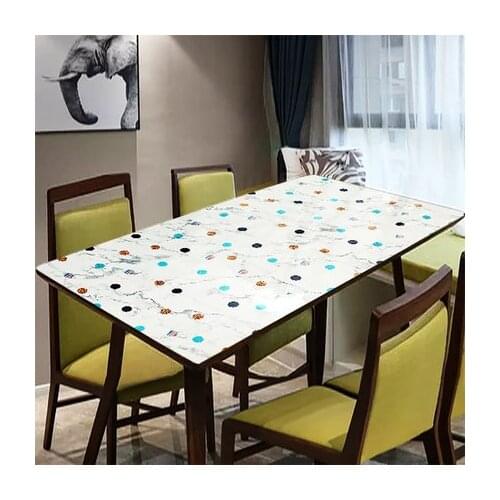 Circle Stone Pattern PVC Table Cloth Table Cover Oilproof Rectangular Table Pad Protect The Desktop Easy to Clean for Kitchen