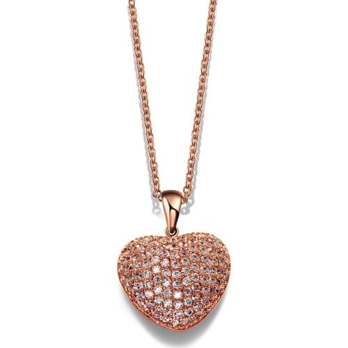 Heart shape Pendant for Women Setting with AAA cubic Zirconia Rose gold color cute necklace Dropshipping