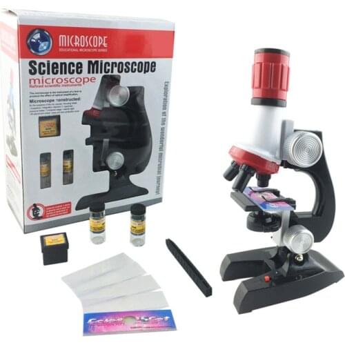 Microscope Kit Lab LED 100X-400X-1200X Home School Science Educational Toy Gift Refined Biological Microscope For Kids Child