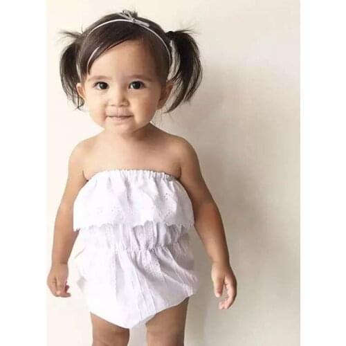 2018 Summer Style Clothes Girls White Lace Hollow Rompers Girls Beach Suits Party Princess Clothing