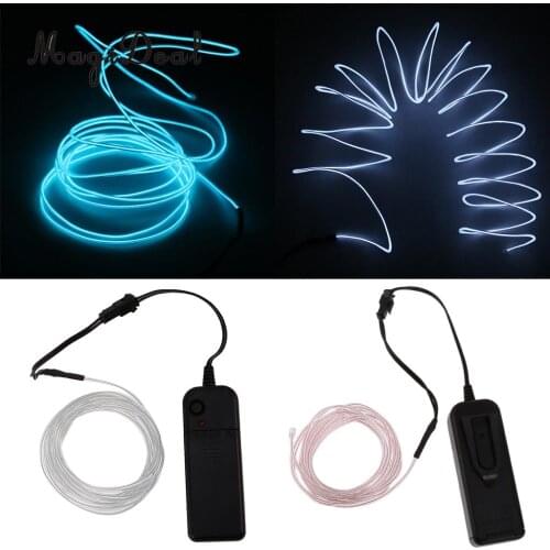 Luminescent Neon LED Lights Glow EL Wire String 5 Meters Ice Blue & White