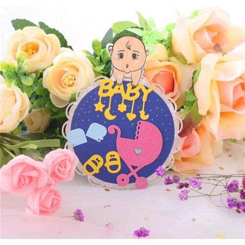 YaMinSanNiO Metal Cutting Dies 2019 Baby Carriage with Bags and Crane Dies Scrapbooking Album Die Cut Embossing Stencil Decor