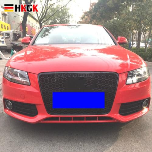 Car Modification Front Bumper Grille Grill Fit for Audi A4/S4 B8 2009 2010 2011 2012 (Black + Silver) Car Mesh