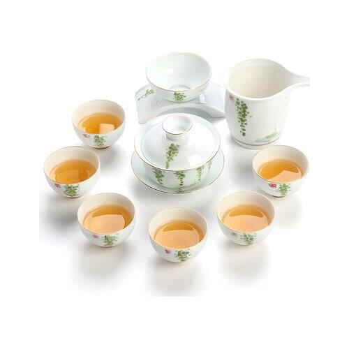 Ceramic hand-painted kung fu tea set bowl set Jiangnan painting wind gold cup sets gift box