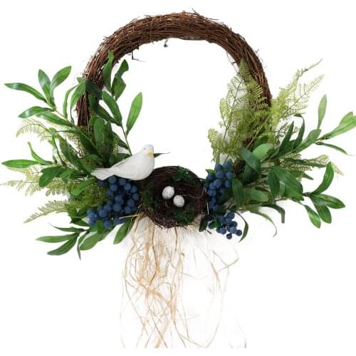 Door Wall Decoration Spring Garland Natural Rattan Material Handmade Birds Nest Creative Olive Branch Artificial Wreath