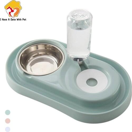 Non-Slip Dog Bowl 2 In 1 PP Stainless Steel Automatic Water Dispenser Feeder Pet Dog Cat Drinker Cute Pet Feeder Product Hot