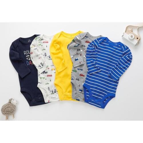 Free Shipping New Original Baby Girls Boys Long Sleeves Cotton Bodysuit Kids clothes Fashion Jumpsuit 4pcs/lot