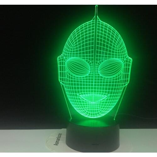 Novetly Lampara Ultraman Altman 3D RGB LED Night Light Sleep Desk Lamp USB Touch 7 Color Change Kid Boy Christmas 1887
