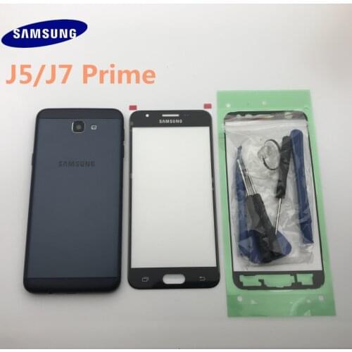 Original Samsung Galaxy J5 Prime G570 On5 / J7 Prime G610 Full Housing Case Back Cover Front Screen Glass Lens+Middle Frame