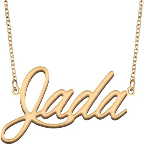 Jada Name Necklace for Women Stainless Steel Jewelry 18k Gold Plated Nameplate Pendant Femme Mother Girlfriend Gift