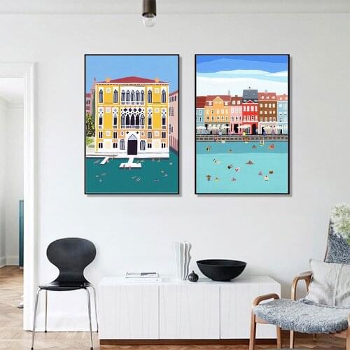Europe Travel Poster Amsterdam Swimming Pool Art Print Nordic Architecture Canvas Painting Modern Wall Picture For Bedroom Decor