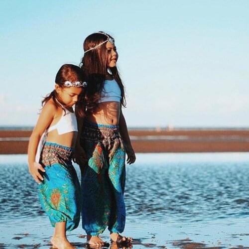 Boys Girls Pants Summer 2019 Hippy Yoga Trousers Printed Bohemia Multicolor Harem Pants Kids Leggings Yoga Pantalon Fille 3-10Y