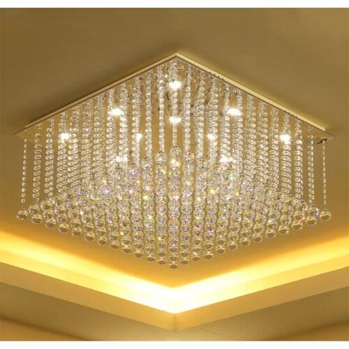 Modern Crystal Chandelier Square Luxury Lamp Indoor Hanging Lighting Equipment for living room dining room lobby Ceiling Lustres