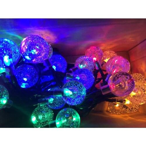 6m Solar powered Led fairy String Light 30LED Crystal globe Bubble shape Strand lamp Christmas Wedding Garden Party outdoor bar