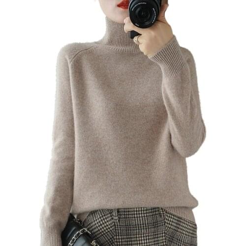 New sweater womens turtleneck pullover long-sleeved raglan solid color wool fall winter thick knitted bottoming shirt