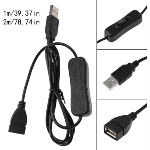 Data Sync USB 2.0 Extender Cord USB Extension Cable With ON OFF Switch for PC USB Fan LED Lamp USB Charger Raspberry Pi 1m/2m/3m