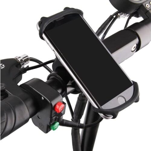 Bike Phone Holder Silicone Adjustable Pull Button Anti-shock Phone Holder Mount Bracket Fork For Bicycle Phone Holder Phone