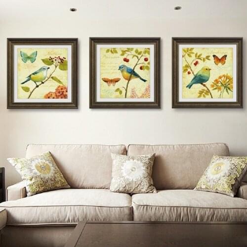 Vintage Europe Birds Butterfly Flowers Natural Canvas Painting Posters Prints Wall Art Pictures Living Room Bedroom Home Decor
