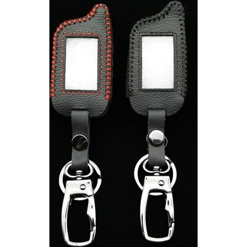 High Quality 100% Leather Key Case Protector Cover Keychain for Cenmax ST7A 7A Two Way LCD Car Alarm Remote Control