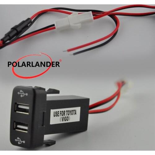 Dual USB Charger 12V 2.1A USB Car Charger Socket Dashboard For Toyota Phone Charger hot