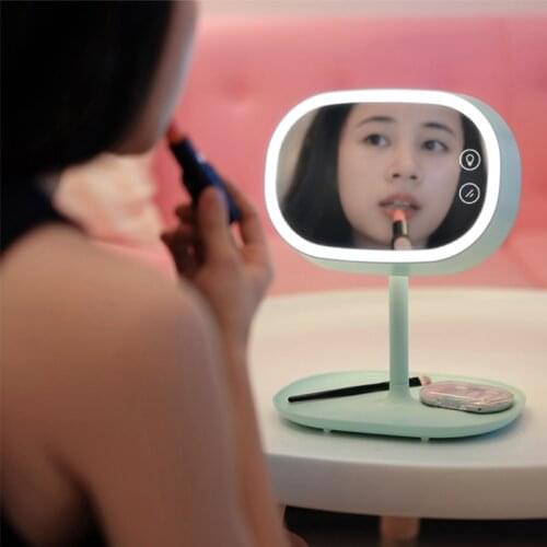 2021 Dressing Table Mirror With Lights Lamp LED Makeup Mirror Table Top Rotating Stand Makeup Mirror For Bedroom espejo con luz