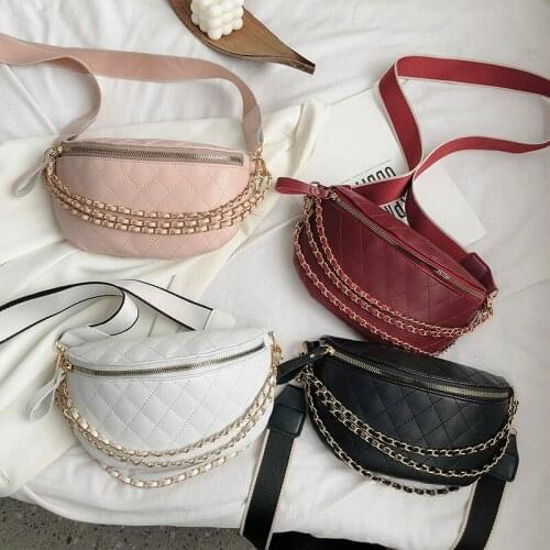 Women Small Crossbody Bag Fashion Leather Chest Shoulder Bag Lightweight Handbag with Chain Strap