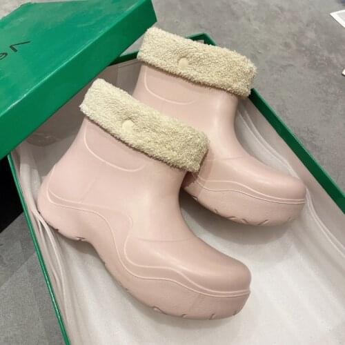 New Style Platform Candy Color Warm Trend Womens Boots 2021 Cotton Shoes for Women Autumn Winter Rain Boots Tenis Feminino