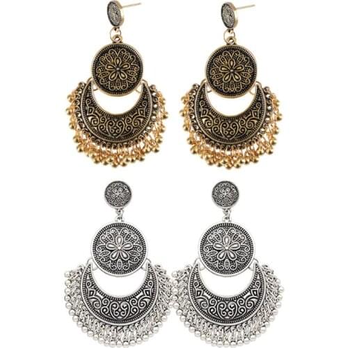 1 Pair Ethnic Bali Jhumka Jhumki Gold Brocade Lotus Mexico Gypsy Dangle Earring Fashion Jewelry Christmas Gifts New