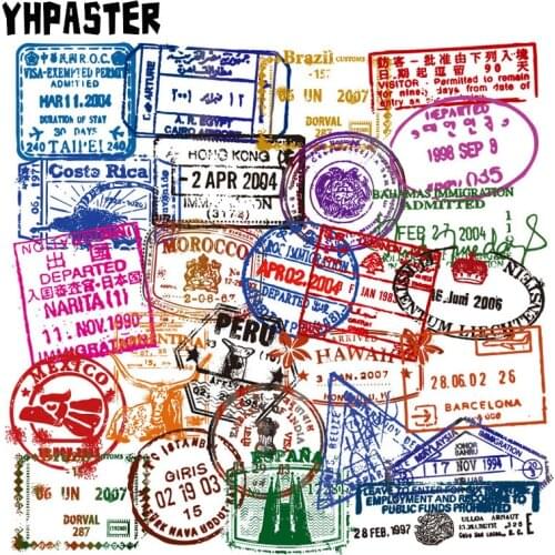 50Pcs/pack Retro Stamps Graffiti Stickers For Scrapbooks Motorcycle Skateboards Luggage Notebook Computers Refrigerator Stickers