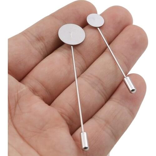 10pcs Lot Fit 10 15mm Stainless Steel Long Brooch Safety Pins DIY Lapel Dress Jewelry Brooches Accessories Wholesale Bulk