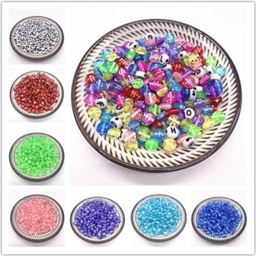 100pcs/lot 6x3mm Acrylic Spacer Beads Letter Beads Mixing Alphabet Beads For Jewelry Making DIY Handmade Accessories