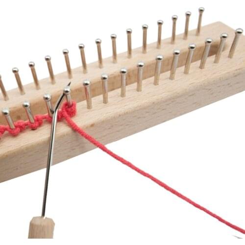 2Pcs/Set Wooden Knitting Loom Hook Weaving Crafts Making Hat Blankets Scarves Tool Accessories