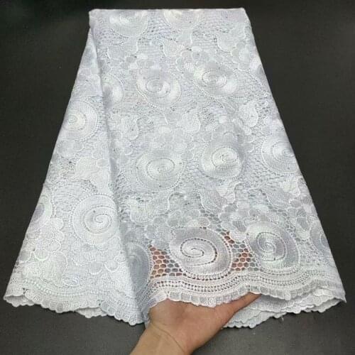 2021 African Dry Lace Fabric Hot Sale Swiss Voile Lace In Switzerland Nigerian Guipure Cord Wedding Dress Materials Sewing 5yard