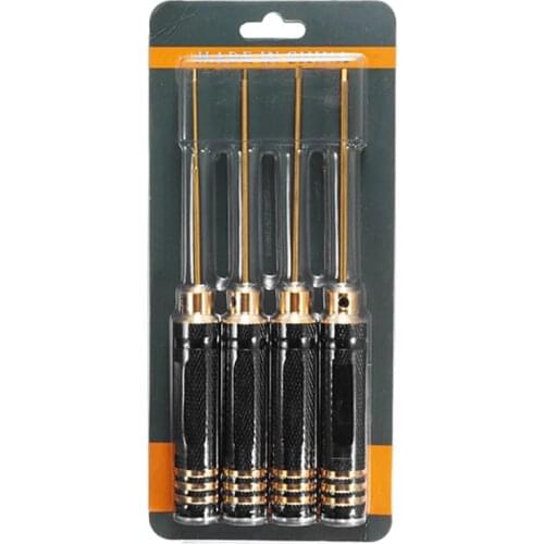 4pcs Screwdriver 1.5/2.0/2.5/3.0mm Hex Bit HSS Titanium Coated Repair Tool Set For Multi-Axis FPV Racing Drone RC Car