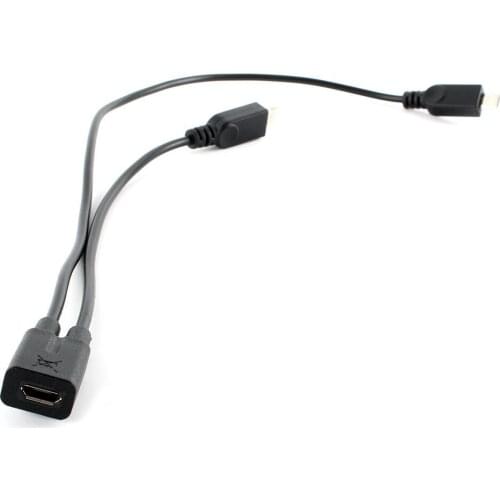 5pcs/lot Micro USB 2.0 Splitter Y 1 Female to 2 Male Data Charge Cable Extension Cord Cable Adapter