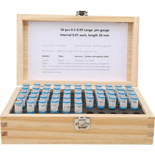 50pcs 0.5-0.99mm/7.51-8mm Plug Pin Gage Set 0.001mm Tolerance Bearing Steel Precision Tool Ruler Woodworking