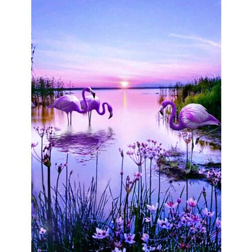 5D Diy Diamond Painting Flamingo Full Diamond Embroidery Landscape Cross Stitch Kits Mosaic Rhinestone for Needlework Home Decor