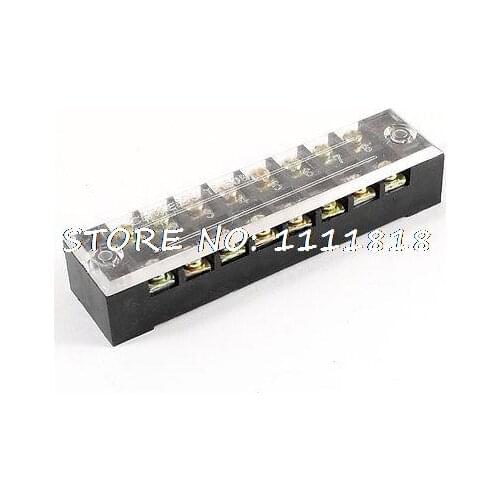 600V 15A 2 Rows 8 Positions 8P Covered Screw Terminal Barrier Strip Block