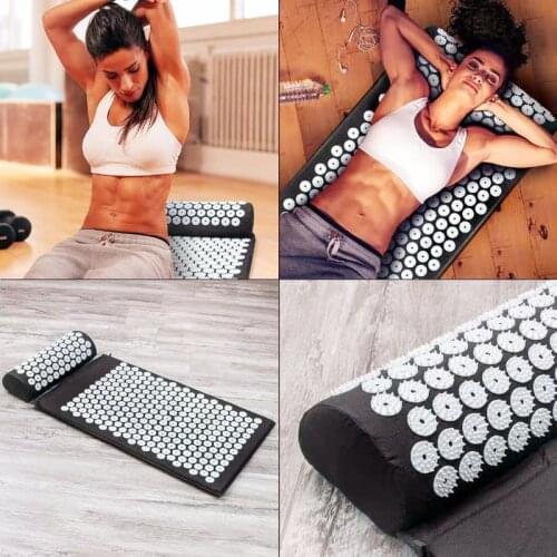 Acupressure Massage Mat Pillow Set Yoga Mat Relaxation Body Foot Massager Cushion Rose Spike Deep Tissure Relief Pain Massage