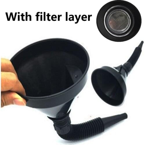 CAR-partment Pour Oil Tool Car Motorcycle Truck Vehicle Plastic Filling Funnel with Soft Pipe Spout Petrol Diesel Filter Layer